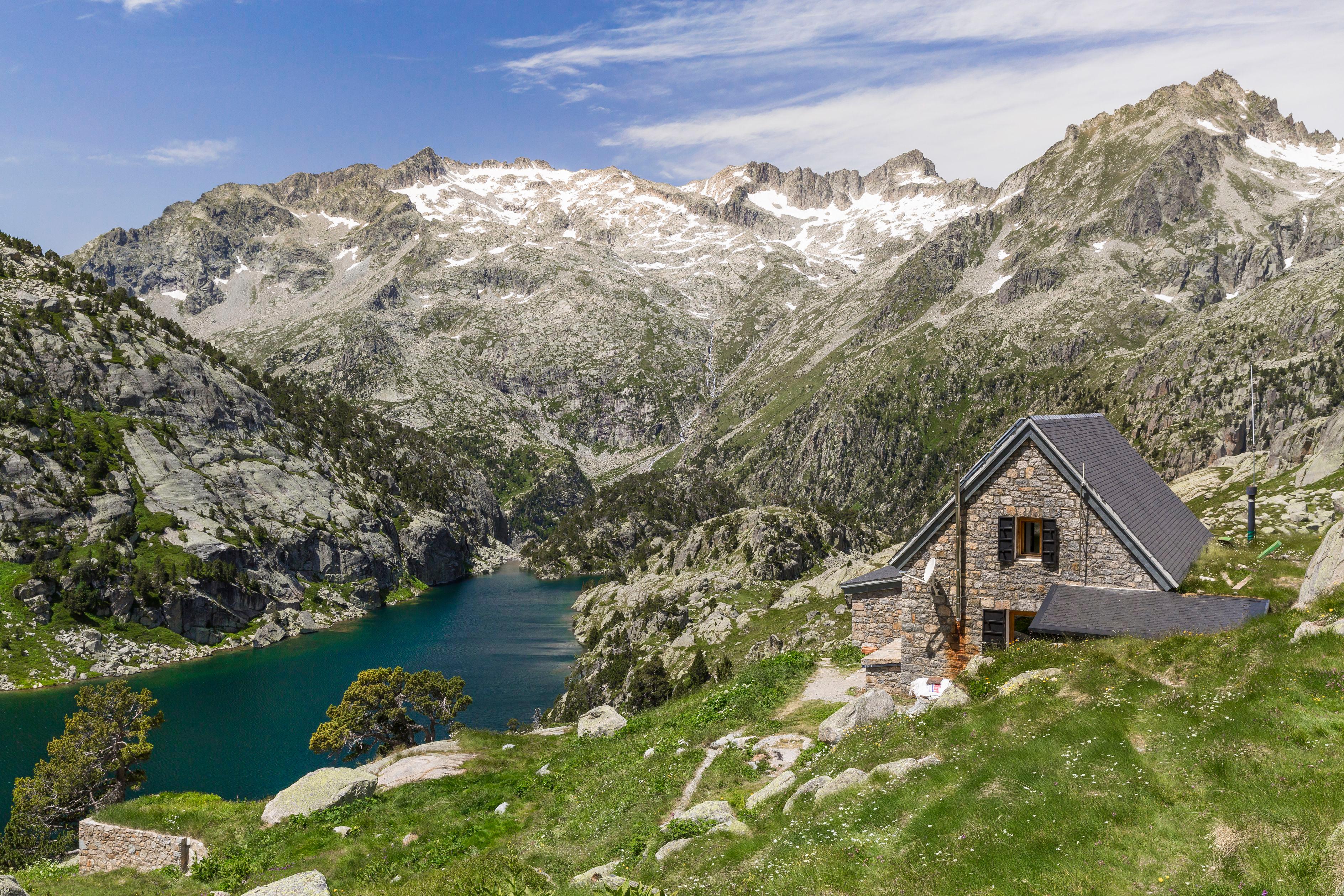Pyrenees mountain trail and valleys
